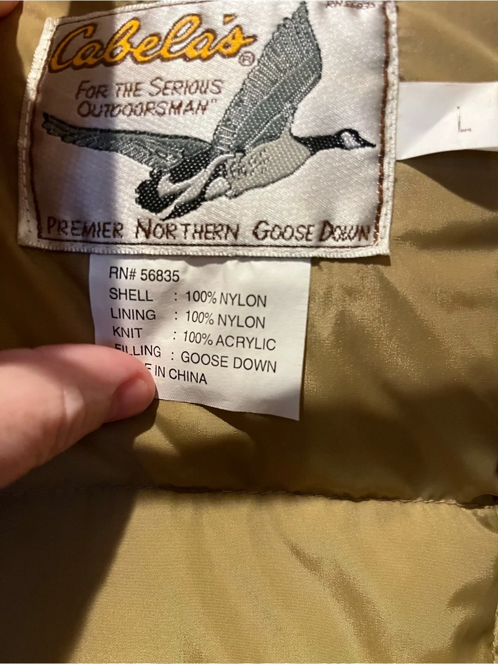 Cabela's Vintage Tan Goose Down Puffer Jacket 1980’s early 1990’s